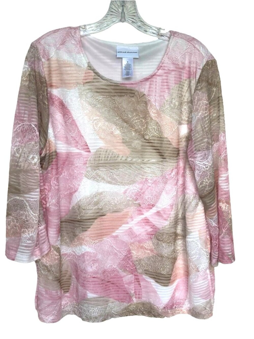 Alfred Dunner Blouse Sz Medium Sheer Top w Lining Pink/Tank